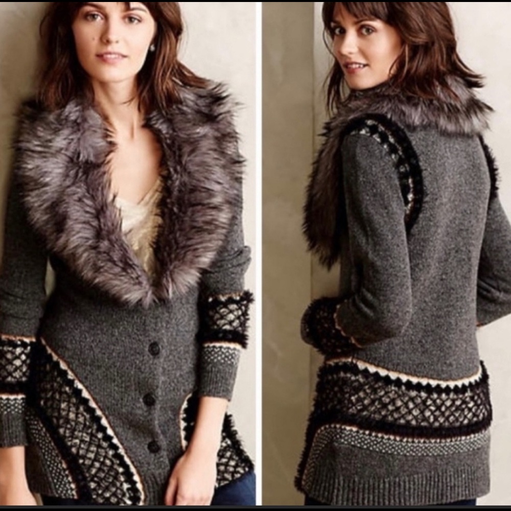 Anthropologie Sleeping on Snow Corby Lodge Wool Cardigan